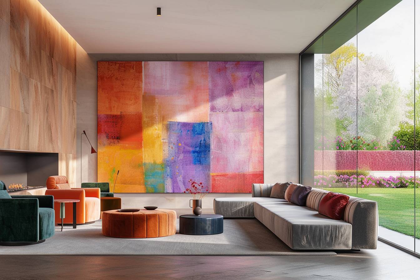 Palette de couleurs harmonieuses appliquée dans un salon spacieux d'une maison ouverte pour maîtriser l'art de la peinture